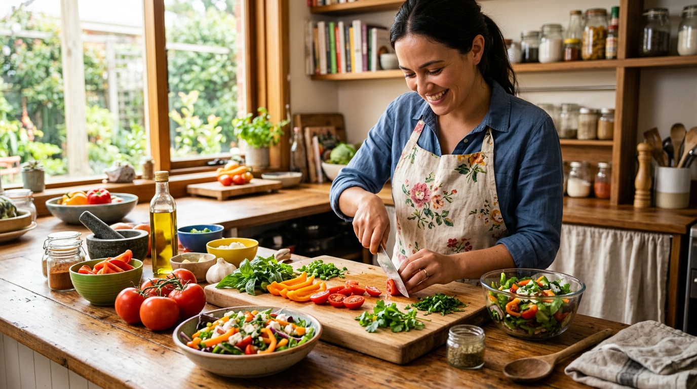 Cooking a fresh, colourful meal