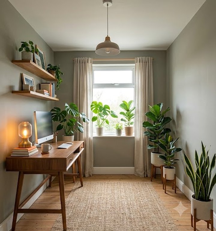 The same room finished as a calm home studio